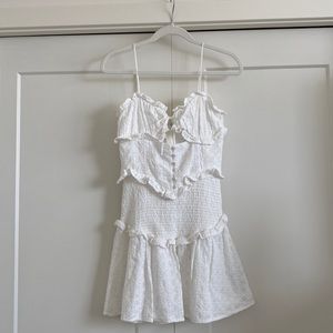 SABO SKIRT WOMENS White Ruffle Mini Dress